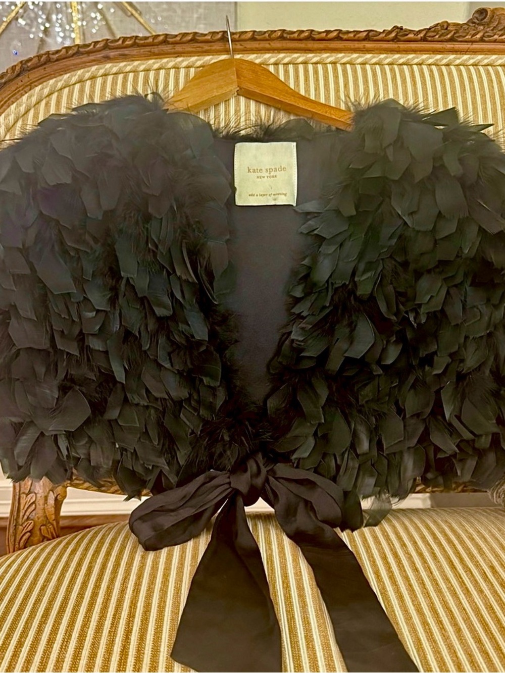 Kate Spade Black Feather shoulder wrap